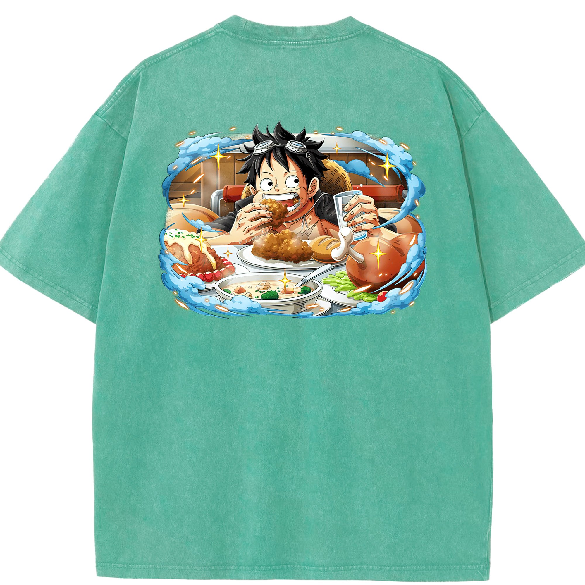 ワンピース モンキー・D・ルフィ ONE PIECE Monkey D. Luffy 綿100% ヴィンテージ風 半袖Tシャツ（背面プリント）